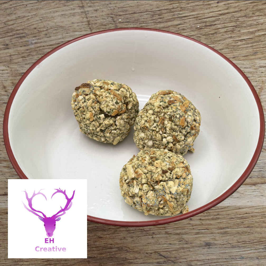 Three balls of stuffing in a bowl